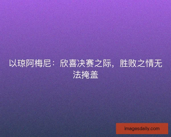 以琼阿梅尼：欣喜决赛之际，胜败之情无法掩盖