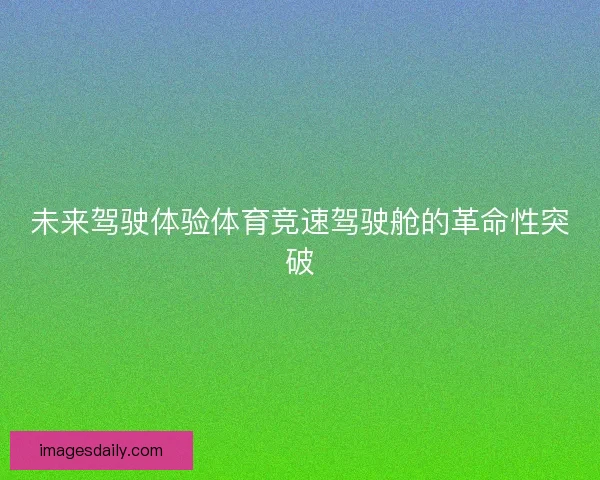 未来驾驶体验体育竞速驾驶舱的革命性突破